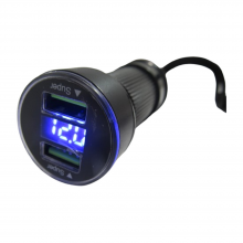 Вольтметр в прикуриватель EuroSport 2 USB 12-24V DVM-22AS-S (64209)