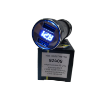 Вольтметр в прикуриватель EuroSport 2 USB 12-24V DVM-22 AS-mirror (64213)