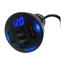 Вольтметр в прикуриватель EuroSport 5 USB PD 12-24V DVM-22 AS-S-PD (64210)