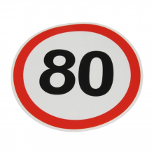 Знак наклейка ограничение скорости "80" круглая d 130 мм ПАКПРИНТ (39769)